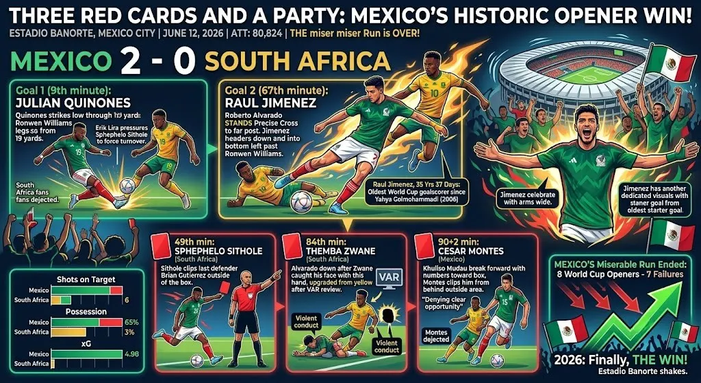 Mexico 2 0 South Africa World Cup 2026 Group A